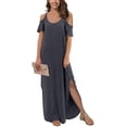 thumbnail image 1 of Aiyino Women's Summer Casual Loose Long Dress Cold Shoulder Short Sleeve Split Maxi Dresses, 1 of 7