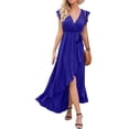 thumbnail image 1 of Aiyino Women's Summer Floral Print Cross V Neck Casual Comfort Dress Bohemian Long Dresses, 1 of 6