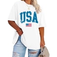 thumbnail image 1 of Aiyino Women's T-Shirt Distressed USA Flag Patriotic,100% Cotton Vintage 4th of July Graphic Tee, Short Sleeve Shirt Blouses Tops Plus Size, 1 of 8