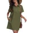 thumbnail image 1 of Aiyino Womens Linen Shirt Dress Summer Casual Short Sleeve Button Down Mini Dresses Beach Cover Up Shirts with Pockets, 1 of 9