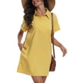 thumbnail image 1 of Aiyino Womens Linen Shirt Dress Summer Casual Short Sleeve Button Down Mini Dresses Beach Cover Up Shirts with Pockets, 1 of 9