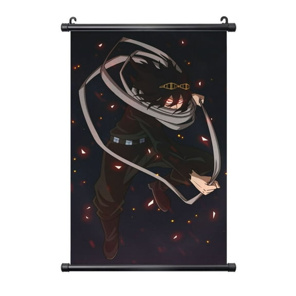 Aizawa Shota Hanging Poster, Black Plastic Shaft Wall Hanging Posters Scroll Hanger, Canvas Artwork Wall Art Painting Decor for Living Room Bedroom Office 16"X24"