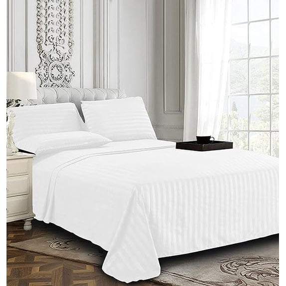 Aizza Trends 400 TC Plain Cotton Bed Sheet For Double Bed King Size Bed Cover 60 x 90 Inch with One Pillow Covers