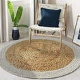 Aizza Trends Hand Woven Braided Natural Jute Round Floor Area Rug