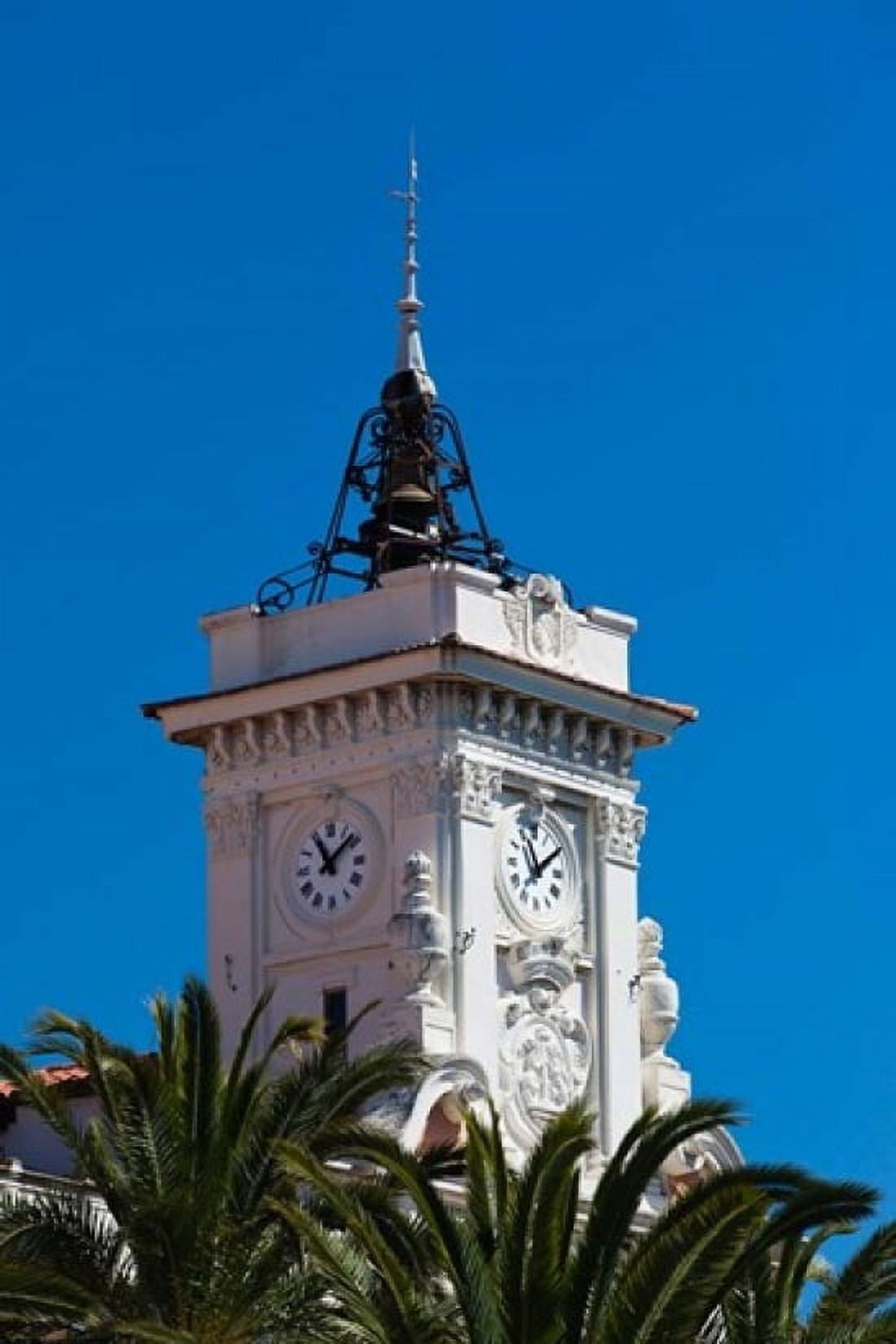 Ajaccio Town Hall Clock Tower Canvas Art - Walter Bibikow DanitaDelimont (24 x 36)