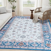Wondiair 5x7 Area Rug Ultra Soft Shag Carpet, Machine Washable Non-Slip Traditional Floral Floor Rug for Living Room, Bedroom, Dining Room and Hallway