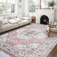 thumbnail image 1 of Wondiair 6'x9' Rose Pink Vintage Persian Area Rug– Washable Non-Slip Soft Carpet for Living Room, Bedroom, Dining Room, 1 of 9