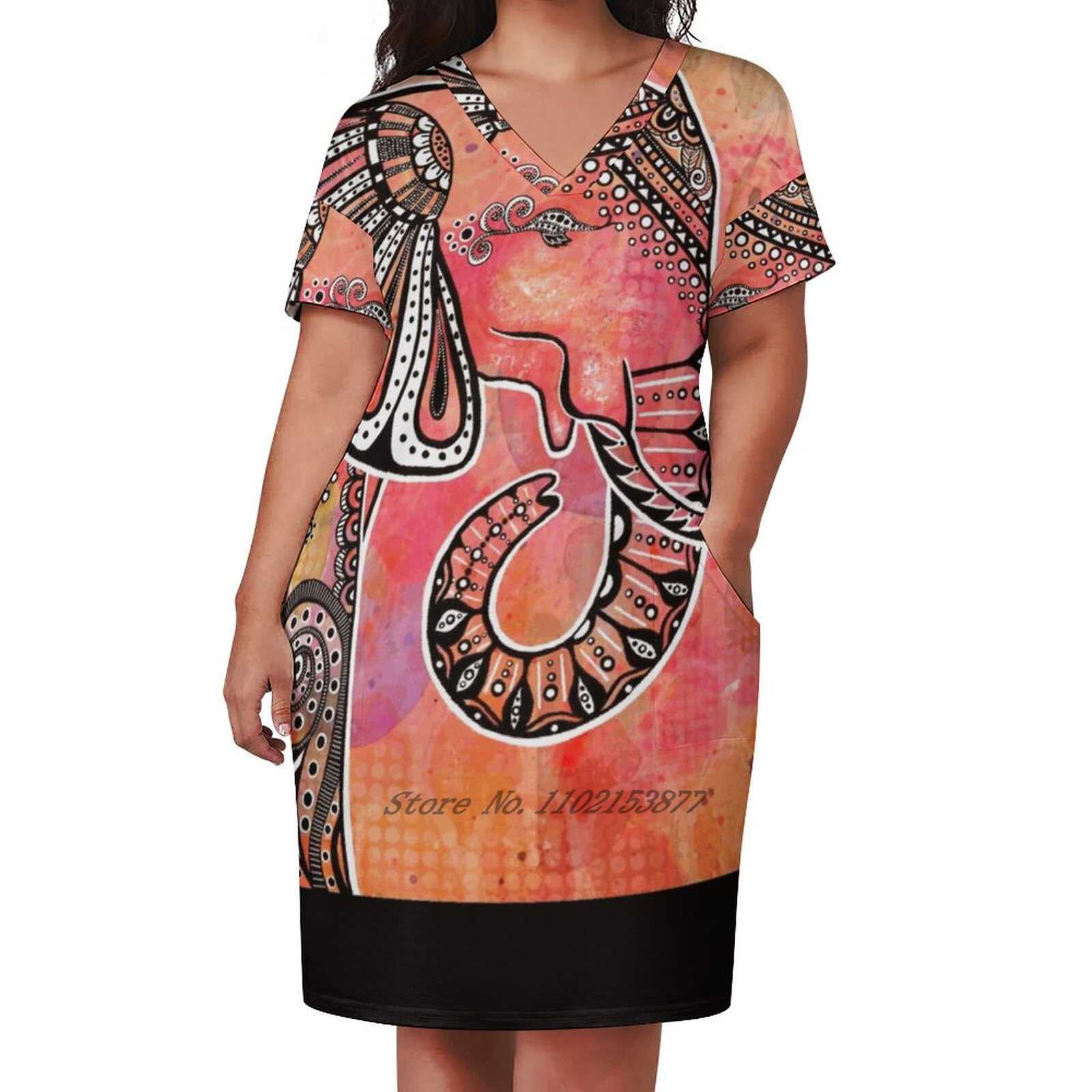 “Ajani” | Wild African Elephant Loose Pocket Dress Fashion Print Dress ...