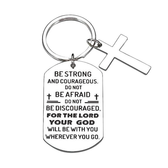 Ajauxi Bible Verse Keychain, Be Strong and Courageous Cross Keychain, Christian Gifts Inspirational Key Chain, Gifts for Family, Friend, Birthday, Christmas, Thanksgiving