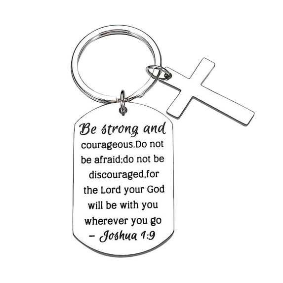 Ajauxi Bible Verse Keychain, Be Strong and Courageous Cross Keychain, Christian Gifts Inspirational Key Chain, Gifts for Family, Friend, Birthday, Christmas, Thanksgiving