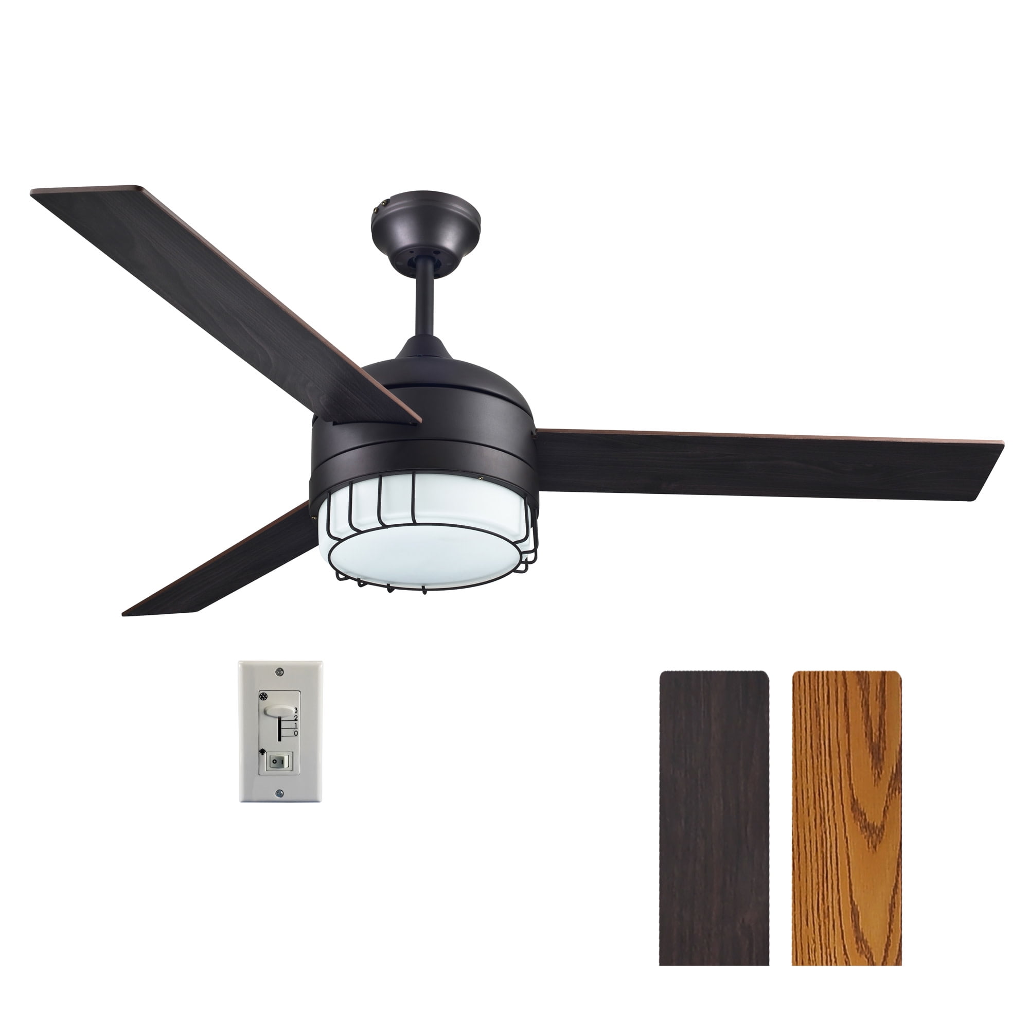 Ajax 52-inch Oil Rubbed Bronze Ceiling Fan with LED Light and Reversible Blades