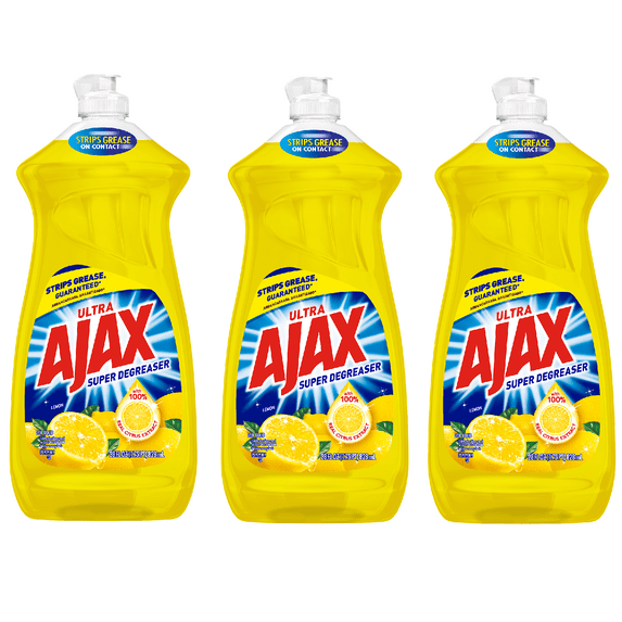 Ajax Dishwashing Liquid Super Degreaser Lemon 28 Oz (Pack of 3)