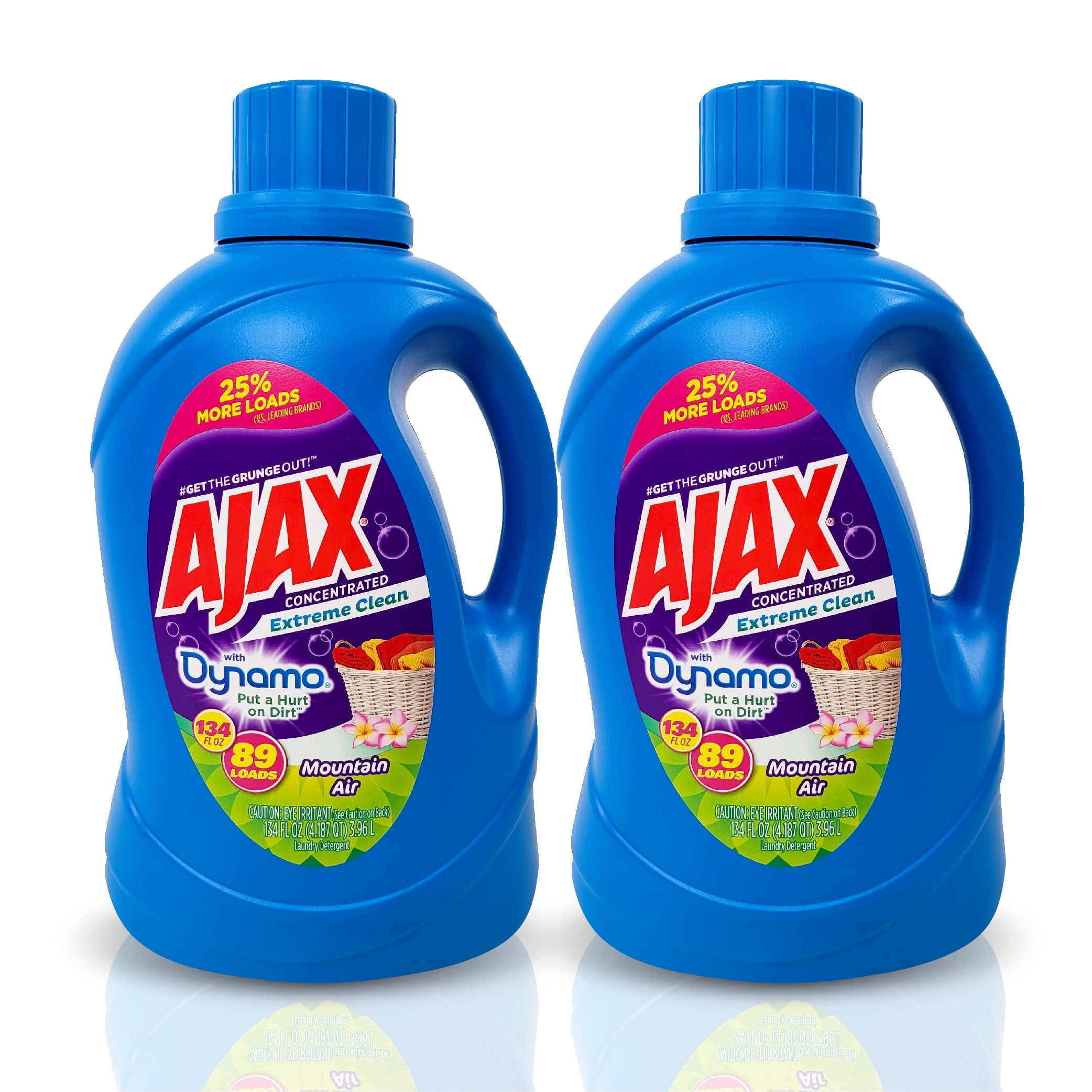 Ajax + Dynamo Mountain Air Liquid Laundry Detergent – Totally Awesome Cleaner with Deep Clean Power, Stain & Odor Remover, HE Compatible, 134oz (Pack of 2), 178 Loads, Fresh Scent