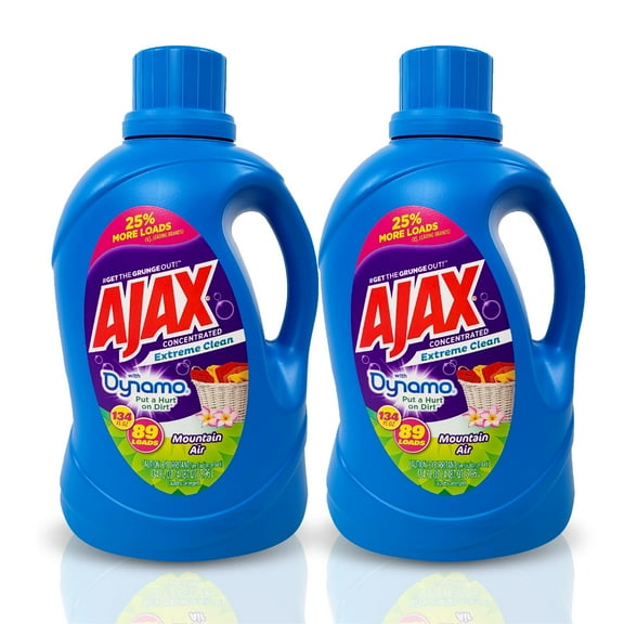 Ajax + Dynamo Mountain Air Liquid Laundry Detergent Totally Awesome Cleaner with Deep Clean Power, Stain & Odor Remover, HE Compatible, 134oz (Pack of 2), 178 Loads, Fresh Scent