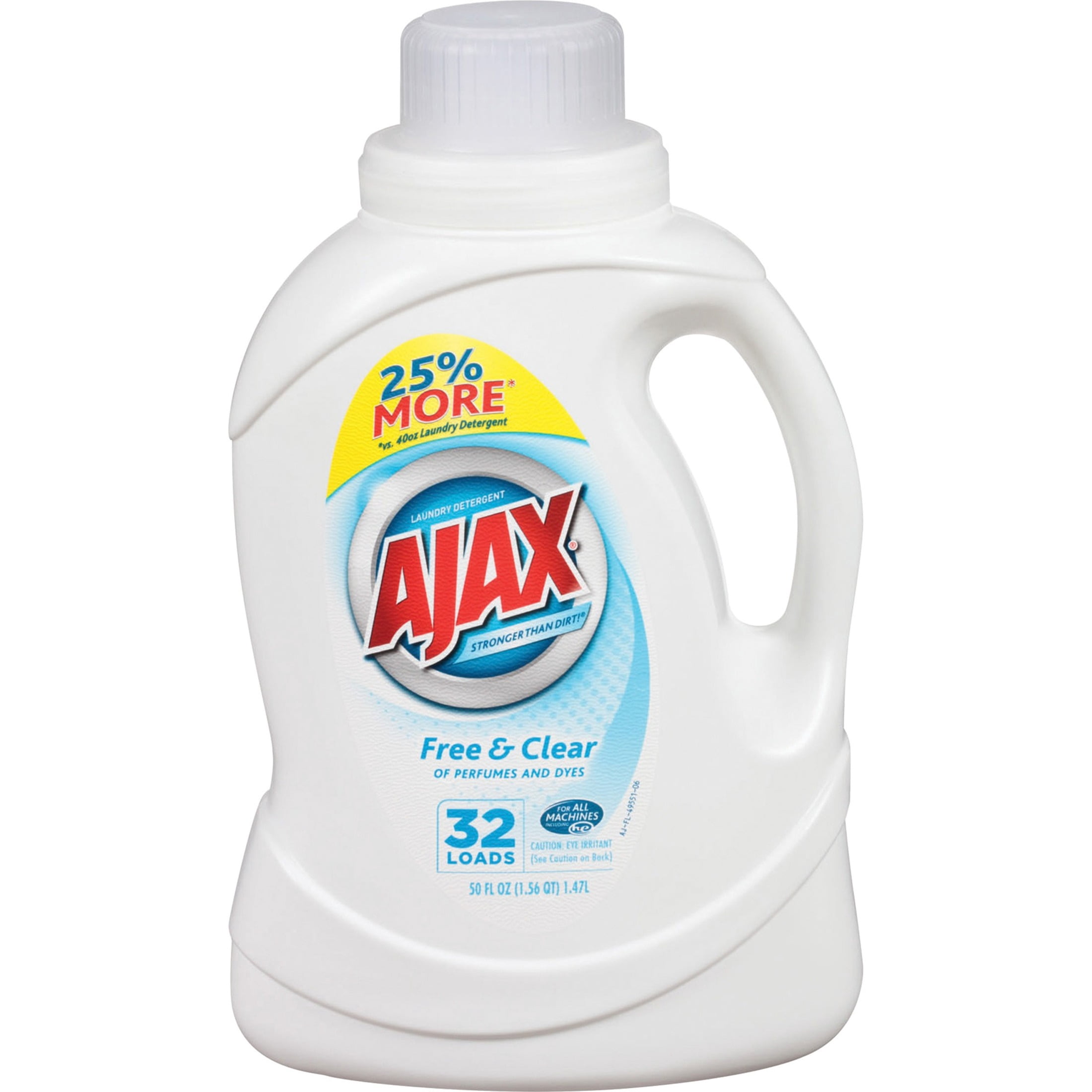 AJAX Free/Clear Liquid Laundry Detergent - 0.39 gal (49.71 fl oz) - 1 Each - Clear