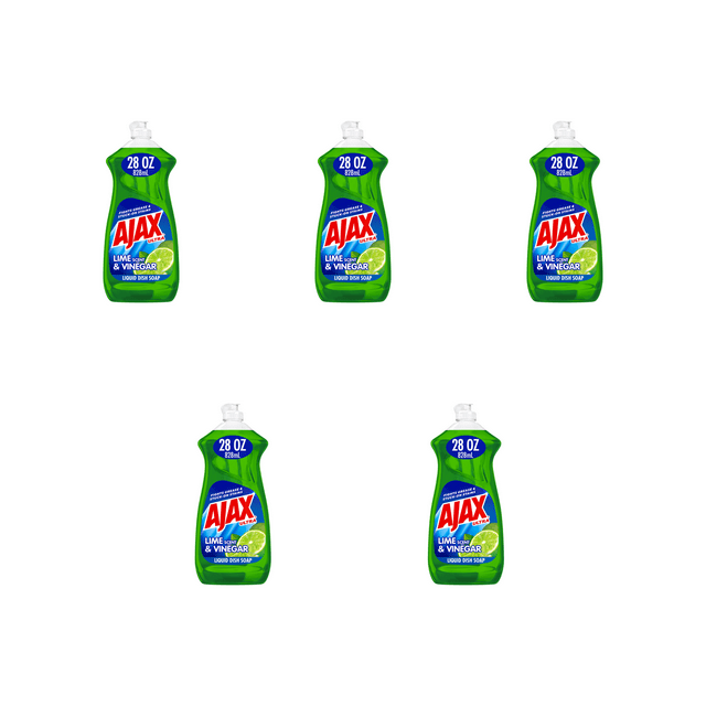 Ajax Lime & Vinegar Liquid Dish Soap (28 fl oz  x  5 ) - 5 Pack bottles