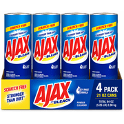 Ajax Powder Cleanser with Bleach, Scratch Free Cleaning Powder, Easy Rinse Formula, 21 oz Can, Pack of 4