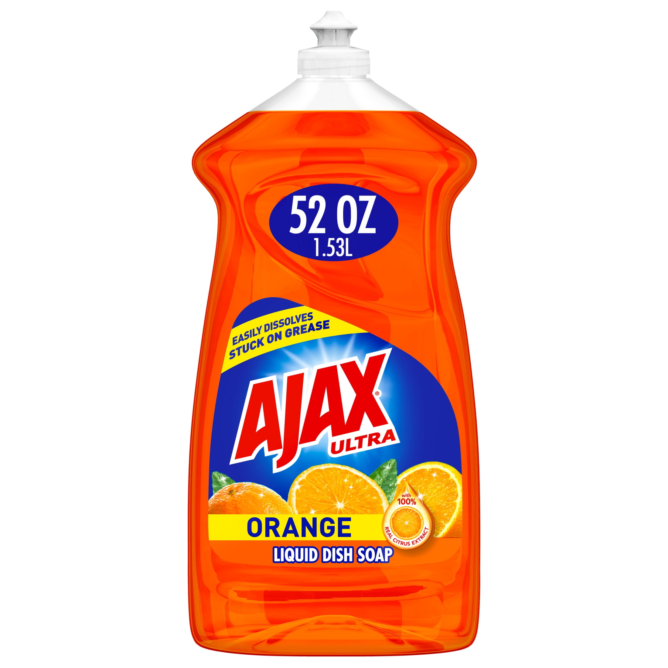 Ajax Ultra Triple Action Dishwashing Liquid Dish Soap, Orange Scent, 52 Fluid Ounce
