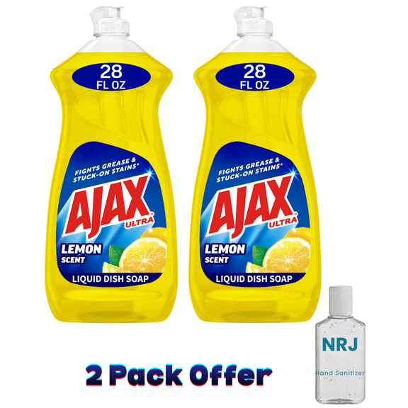 Ajax Ultra Liquid Dish Soap, Lemon Scent, Super Degreaser, 28 Fluid Ounce