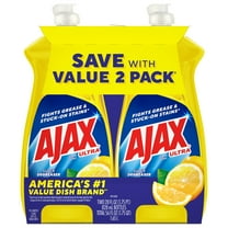 Ajax Ultra Liquid Dish Soap Lemon Scent, Super Degreaser, 28 oz Bottle, 2 Pack