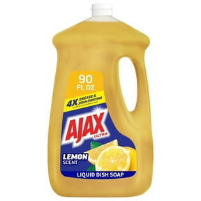 Ajax Ultra Liquid Dish Soap, Super Degreaser, Mess-Free, Easy-Flip Cap, Lemon Scent, 90 fl oz