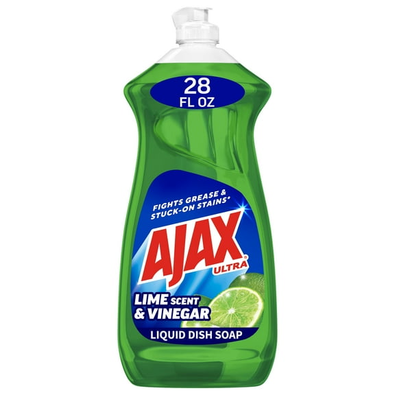 Ajax Ultra Liquid Dish Soap Vinegar and Lime Scent, Sparkling Clean Dishes, 28 oz Bottle