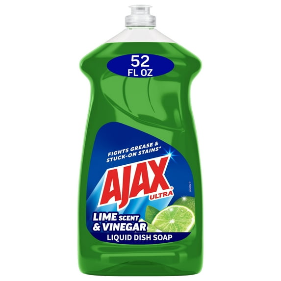 Ajax Ultra Dish Soap Lime Scent and Vinegar, Sparkling Clean Dishes, Easy-Flip Cap, 52 fl oz Bottle