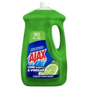 Ajax Ultra Liquid Dish Soap Vinegar and Lime Scent, Sparkling Clean Dishes, 90 fl oz Bottle