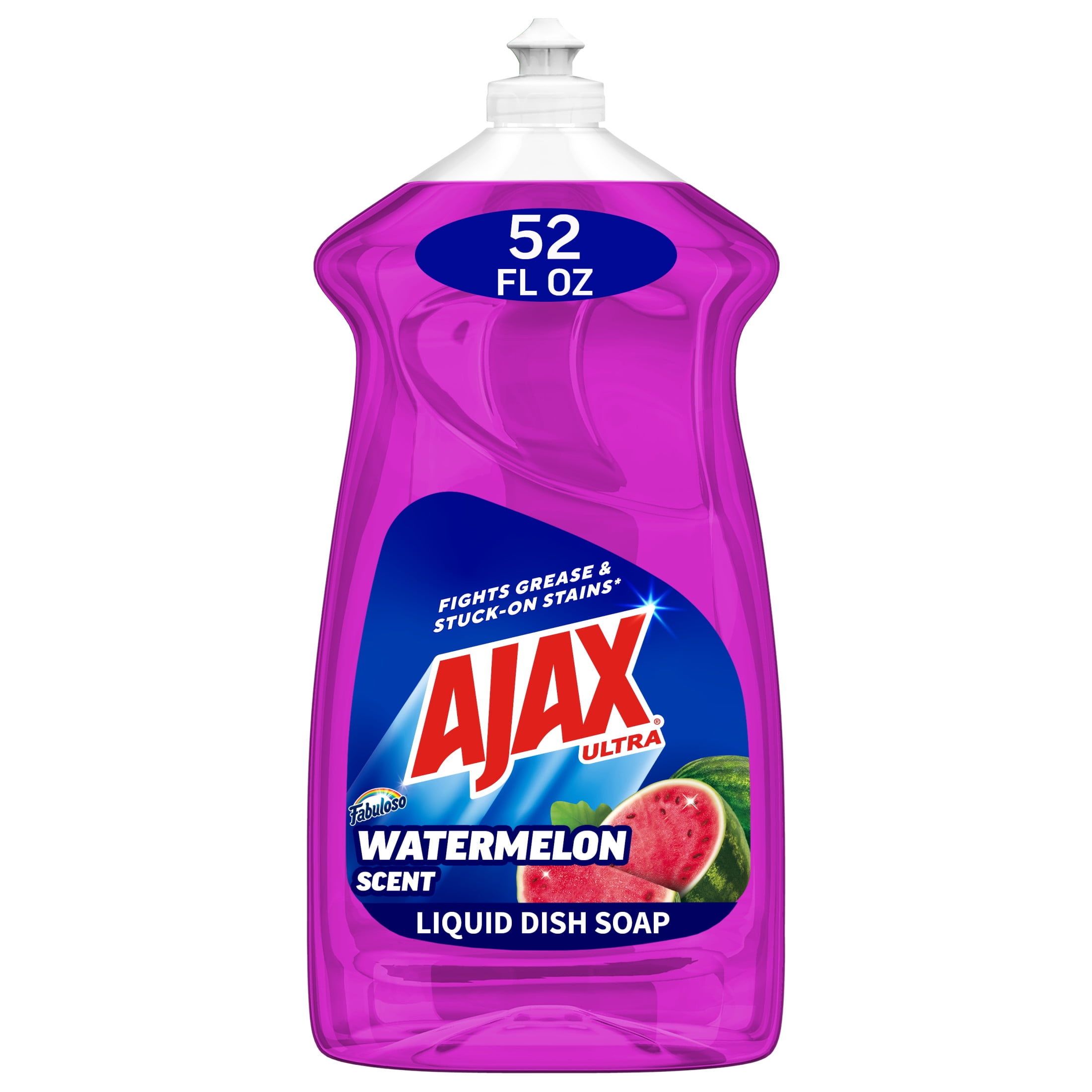 Ajax Ultra Liquid Dish Soap with Fabuloso Watermelon Scent, Fights Grease and Stuck-On Stains, Deep Cleaning Action, 52 fl oz Bottle