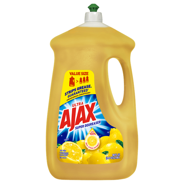 Ajax Ultra Super Degreaser Liquid Dish Soap, Lemon Scent – 90 Fluid Ounce