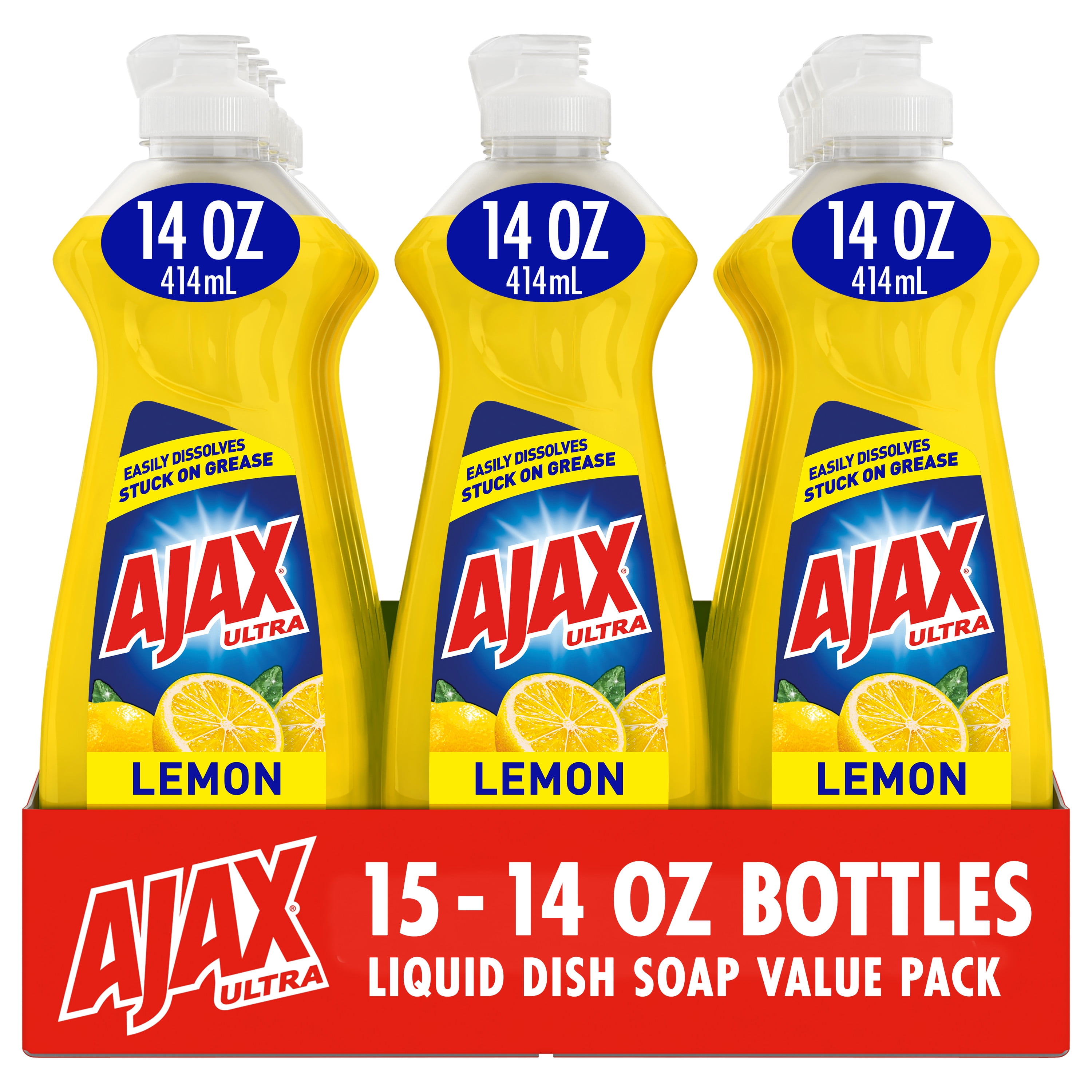 Ajax Ultra Triple Action Liquid Dish Soap, Lemon 14 fluid ounce
