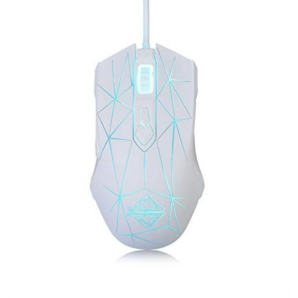 Ajazz AJ52 Watcher RGB Gaming Mouse, Programmable 7 Buttons, Ergonomic LED Backlit USB Gamer Mice Computer Laptop PC, for Windows Mac OS Linux, Star White