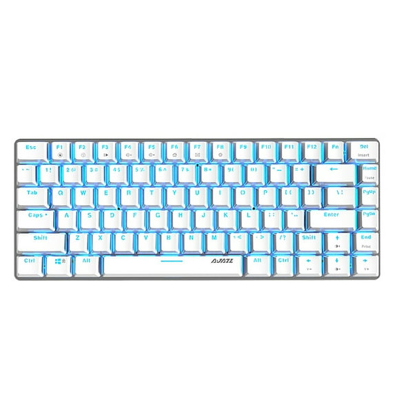 Ajazz AK33 82 Keys USB Wired Mechanical Game Keyboard White with Blue Switches for Laptop