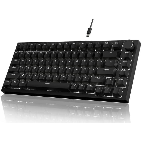 Ajazz AK820 Hot-swappable USB-C Gaming Keyboard with key puller, Black