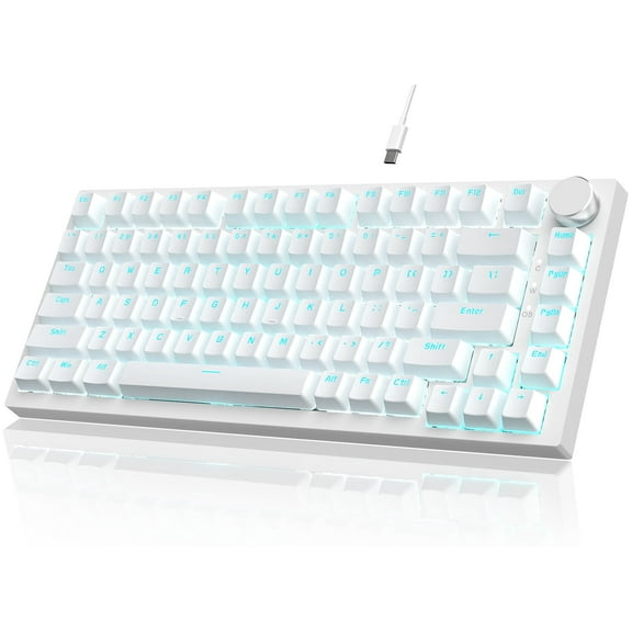 Ajazz AK820 Knob Control Wired Gaming Keyboard with Kepcap Puller, White