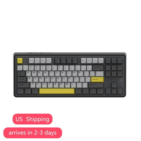 Ajazz AK870 Gasket-Mounted Wireless Gaming Keyboard, 87 Keys Compact TKL BT5.0/2.4GHz/USB-C Mechanical Keyboard, with 5-Layer Padding, Flex-Cut PCB for Win/Mac (Black, Gift Switch)