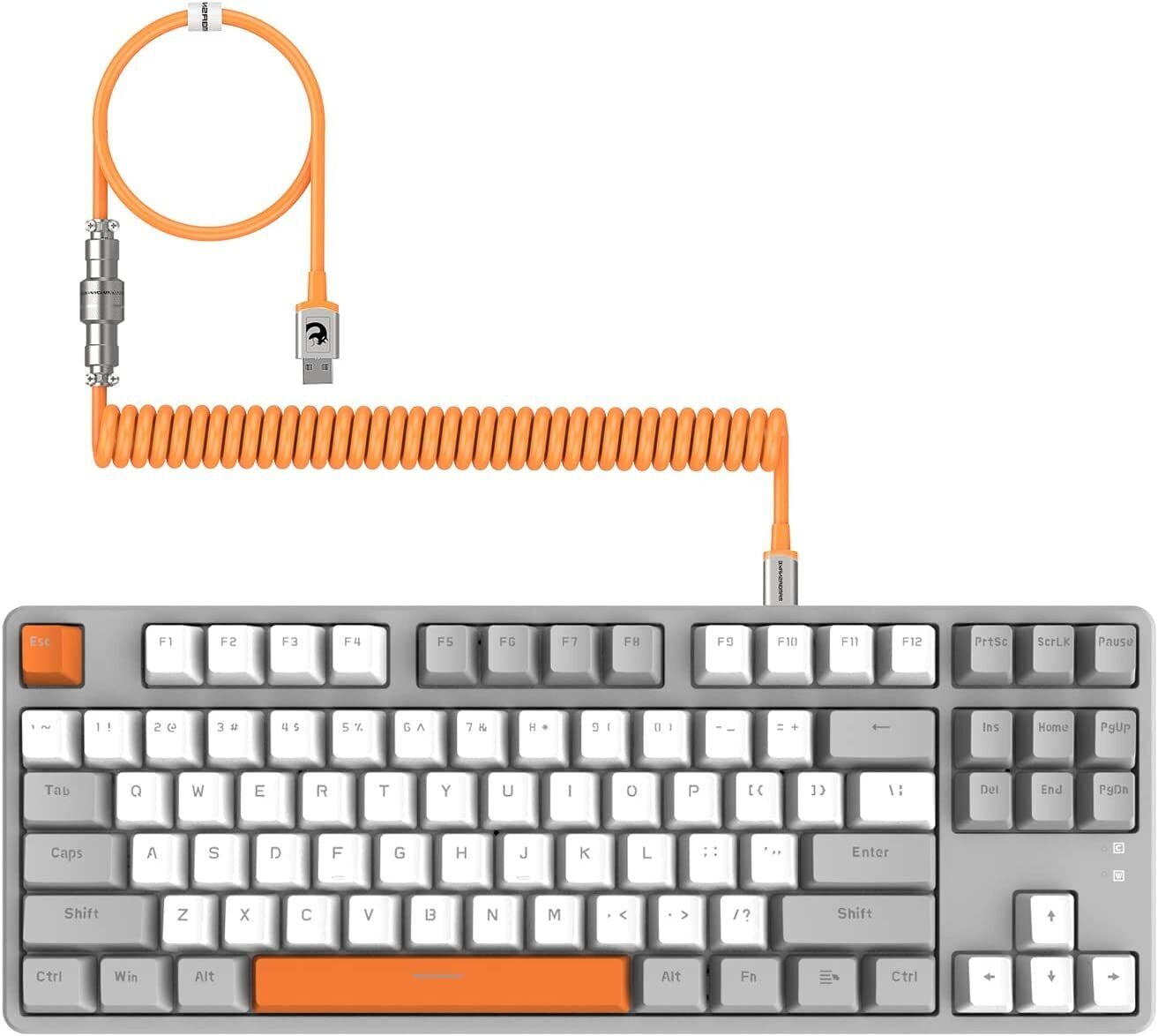 Ajazz AK873 Wired Hot Swappable Mechanical Keyboard, Coiled Cable, 22 RGB Backlit, Classic 3 Color PBT Floating Keycaps, 87% Keyboard with Detachable Magnet Cover, Custom DIY Keyboard