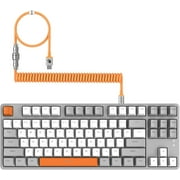 Ajazz AK873 Wired Hot Swappable Mechanical Keyboard, Coiled Cable, 22 RGB Backlit, Classic 3 Color PBT Floating Keycaps, 87% Keyboard with Detachable Magnet Cover, Custom DIY Keyboard