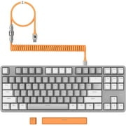 Ajazz AK873 Wired Hot Swappable Mechanical Keyboard, Coiled Cable, 22 RGB Backlit, Classic 3 Color PBT Floating Keycaps, 87% Keyboard with Detachable Magnet Cover, Custom DIY Keyboard