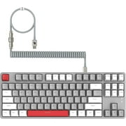 Ajazz AK873 Wired Hot Swappable Mechanical Keyboard, Coiled Cable, 22 RGB Backlit, Classic 3 Color PBT Floating Keycaps, 87% Keyboard with Detachable Magnet Cover, Custom DIY Keyboard