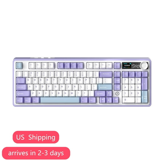 Ajazz AK980 Gasket-Mounted Wireless Gaming Keyboard, 98 Keys Compact TKL BT5.0/2.4GHz/USB-C Mechanical Keyboard, with 5-Layer Padding,Gift V2 Switch Purple