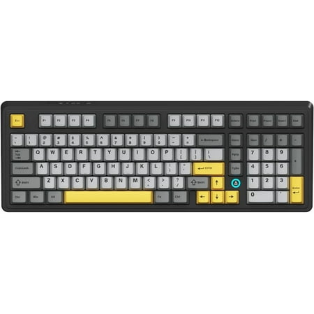 Ajazz AK980 Grey Yellow Mechanical Gaming Keyboard,Tri-Mode BT5.0/2.4GHz/-C Hot Swappable Custom Keyboard Backlit Computer Gaming Keyboards for PC/Tablet/PS/