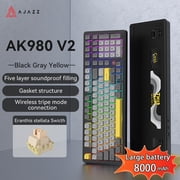 Ajazz AK980 V2 Blue White Wireless Mechanical Gaming Keyboard,Tri-Mode BT5.0/2.4GHz/USB-C, Hot Swappable RGB Backlit Computer Gaming Keyboards for