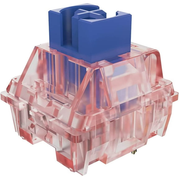 Ajazz AS Coral Pink Pre-Lubed Ultralight Linear Switches for Mechanical Keyboard, 3 Pin 37gf, 45PCs, North Position SMD, Transparent Cover, 60M MX Key Switches for DIY Kit/Barebones Keyboard