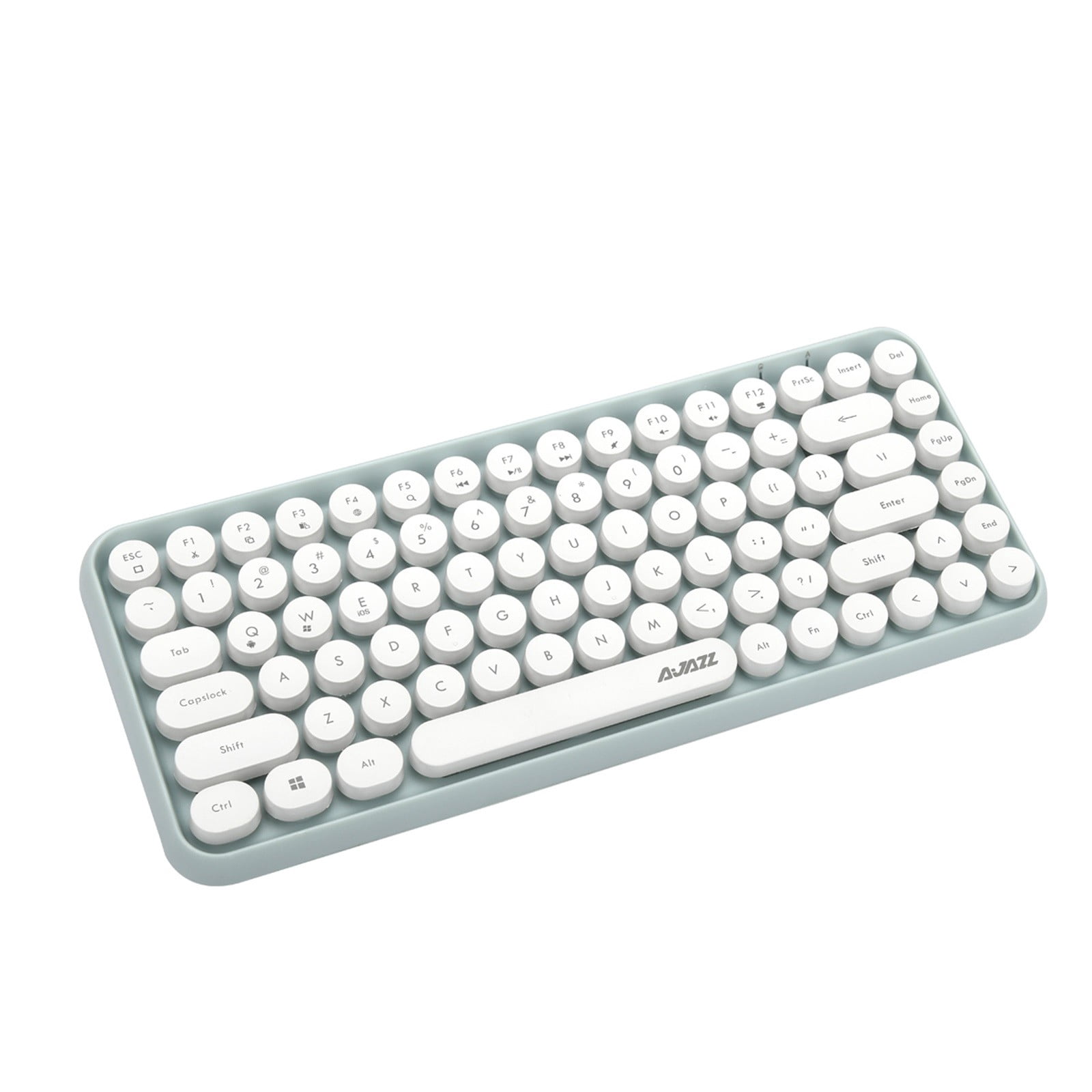 Ajazz Retro Wireless Bluetooth Keyboard 84 Keys, Compact Typewriter Keyboard with Round Keycaps, Portable Small Computer Keyboard for PC Tablet Mac iPad Windows Android.