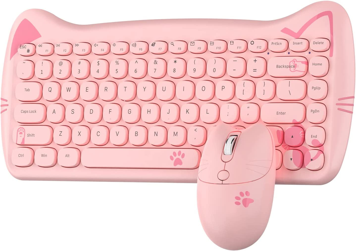 Ajazz Wireless Keyboard and Mouse,2.4GHz Wireless Retro Cute Cat