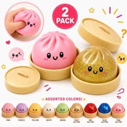 Ajdoll Dumpling Squishy Giant 4 Inch Jumbo Dumpling Stress Ball, Rainbow Mystery Squeezy Bun, Soft Squeeze Decompression Dough for Adults, Anxiety Relief Fidget 2 PCS