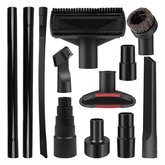Ajhhao 12Pcs Universal Vacuum Attachment Kit, Vacuum Hose Adapter Wet Dry Plastic Vacuum Cleaners Accessories With Extension Wand, Brush, Flexible Crevice Tool Adapter For Attachment