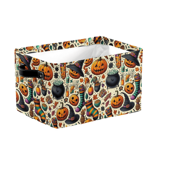 Ajhhao Boo Basket Cute Halloween Basket Halloween Storage Basket Rectangular Halloween Basket Trick Or Treat Basket For Halloween Parties Cute Storage Bin Halloween Room Decor Halloween Box