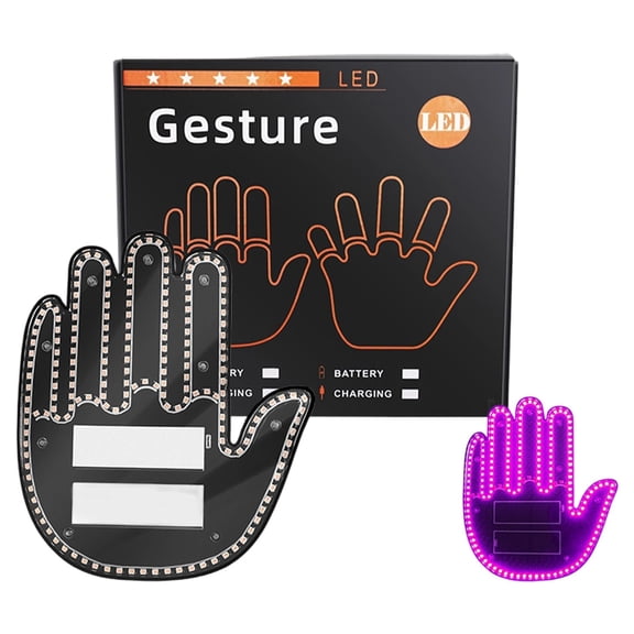 Ajhhao Car Gesture Finger Light, Hand Gesture Light with Remote, Funny Glow LED Finger Car Back Window Sign Light, Glow Hand For Car Window, Led Hand Gesture For Car Truck Off-Road Purple